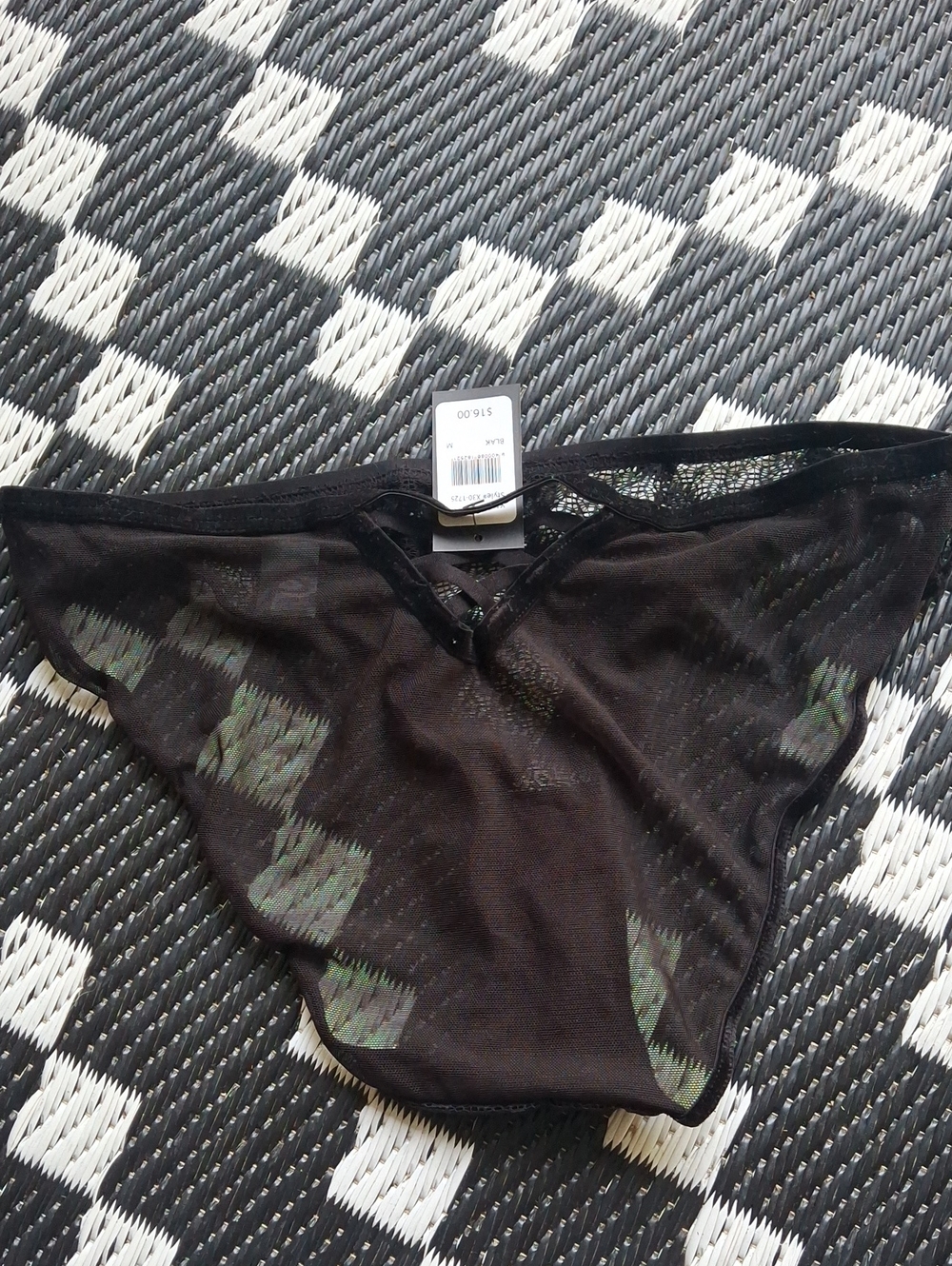 Frederick's of Hollywood Black Sheer Lace-Up Bikini
